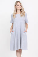 Short Sleeve A-Line Pocket Dress