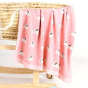 Baby blanket knitted colour rose pink bunny pattern