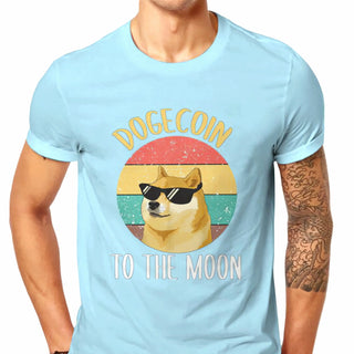 Dogecoin To The Moon T-Shirt for Men in Colour Sky blue