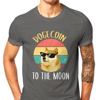 Dogecoin To The Moon T-Shirt for Men in colour gray