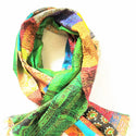 Womensday Gift Special - Gratitude Vintage Silk Saree Scarf - Hand Stitched Kantha Upcycled