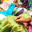 Gratitude Vintage Silk Saree Scarf Hand Stitched Kantha Upcycled