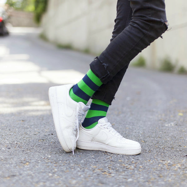 Men's Trendy Stripes Socks Colour green