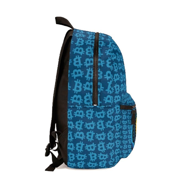 Without pocket Ride side Bitcoin Design Backpack Colour Blue