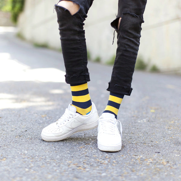 Men's Trendy Stripes Socks Colour Yellow