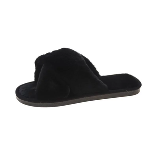 Savoy Active Faux Fur Slippers - Black