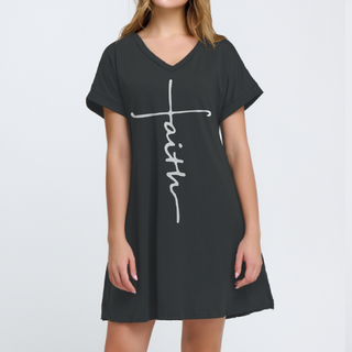 Buy pirate-black Women's Casual V-Neck Short Sleeve Mini Dresses