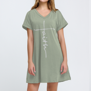 Buy tender-greens Women's Casual V-Neck Short Sleeve Mini Dresses