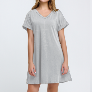 Women's Casual V-Neck Short Sleeve Mini Dresses