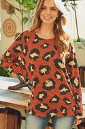 Mirr Hair Leopard Print Long Sleeved Top