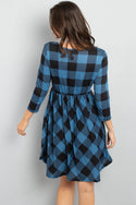 Cinch Waist Quarter Sleeves Plaid Dress