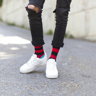 Men's Trendy Stripes Socks Colour Red