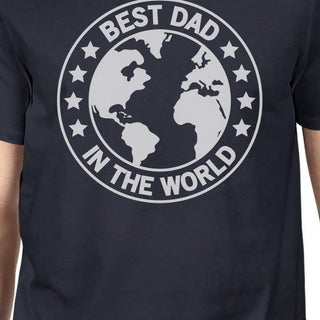 World Best Dad Mens Navy Graphic Tee Funny Dad