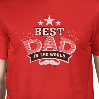 Best Dad In The World Mens Red Round Neck Cotton